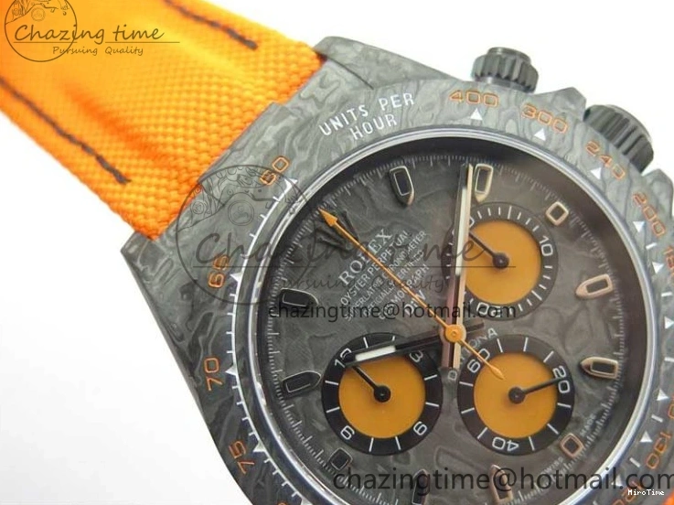 MiroTime 0321 Daytona DIW Carbon Noob 1:1 Best Edition Black Orange Dial on Orange Nylon Strap SA TopPick 2586
